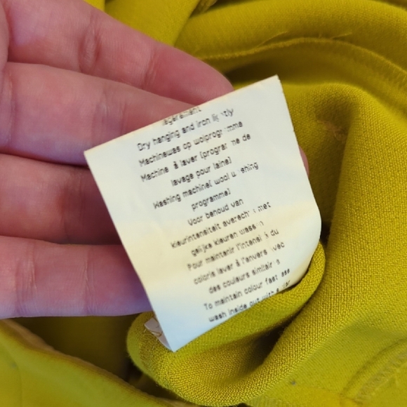 Caroline Biss Dress Chartruese Belted Tailored size 38 - Picture 13 of 13